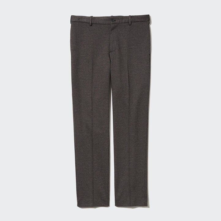 uniqlo smart houndstooth ankle length mens trousers dark brown