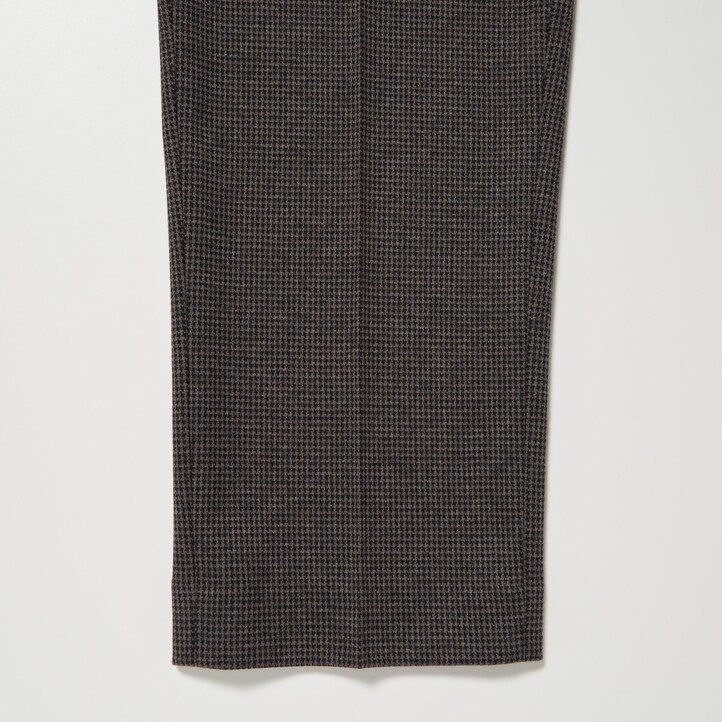 uniqlo smart houndstooth ankle length mens trousers dark brown