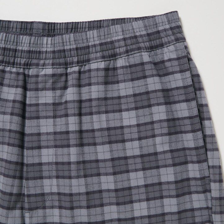 grey uniqlo flannel easy patterned ankle length mens trousers