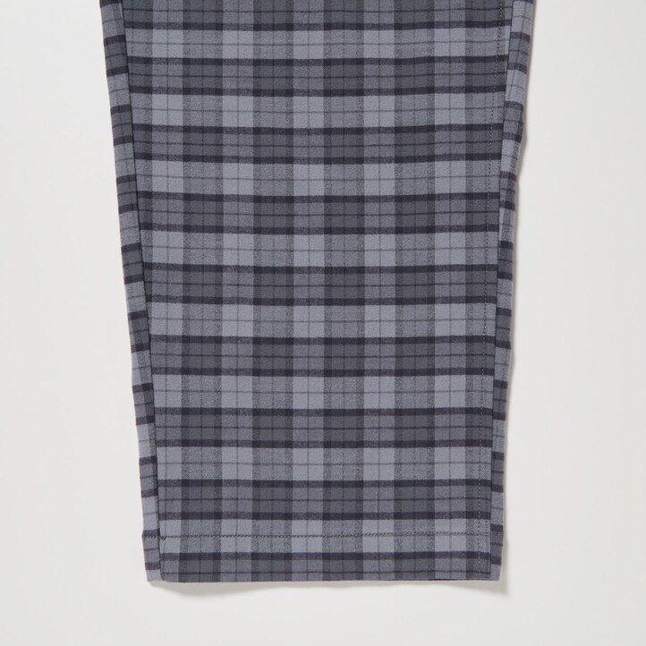 grey uniqlo flannel easy patterned ankle length mens trousers