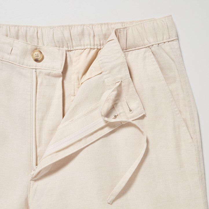 olive mens uniqlo linen blend relaxed fit trousers
