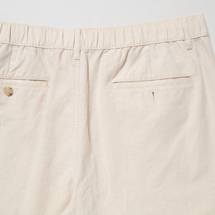 olive mens uniqlo linen blend relaxed fit trousers