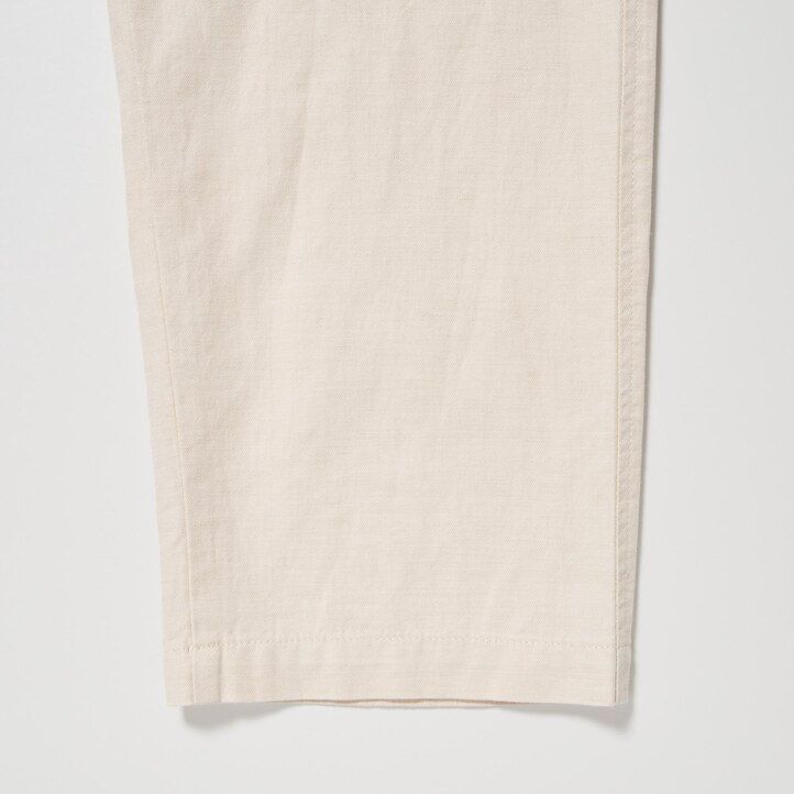olive mens uniqlo linen blend relaxed fit trousers