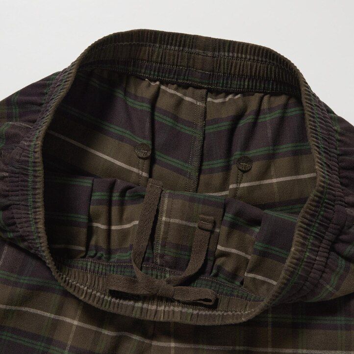dark brown mens uniqlo flannel easy patterned ankle length trousers