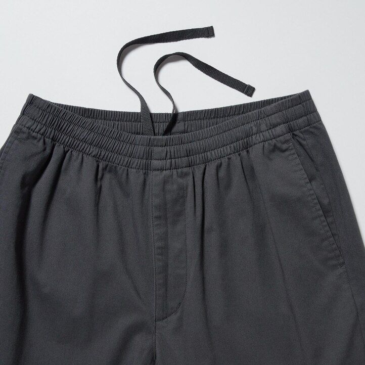 mens uniqlo cotton relaxed fit ankle length trousers dark grey