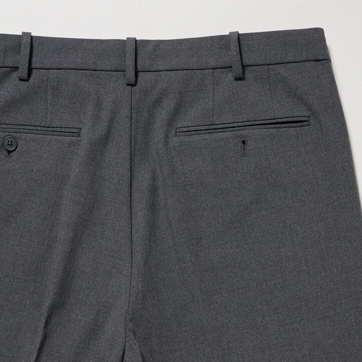 grey mens uniqlo smart wool like ankle length trousers