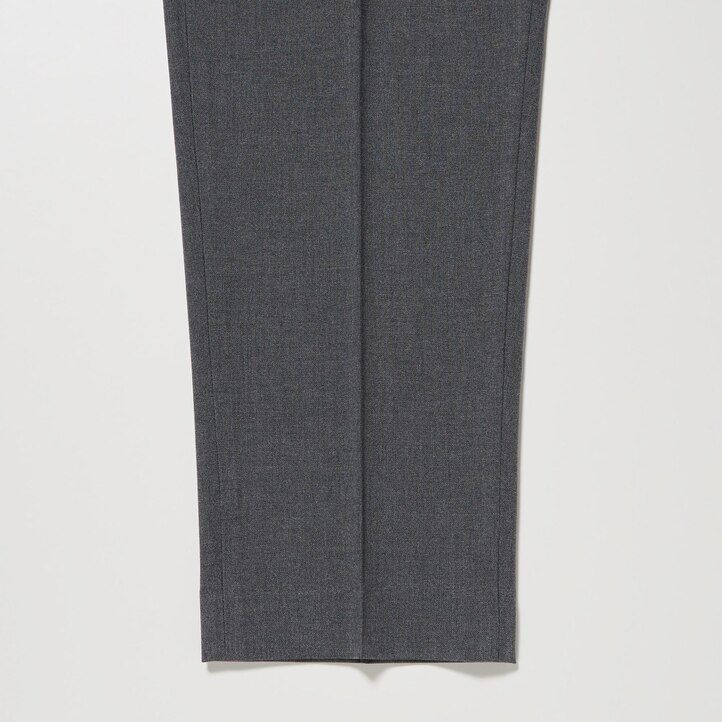 grey mens uniqlo smart wool like ankle length trousers