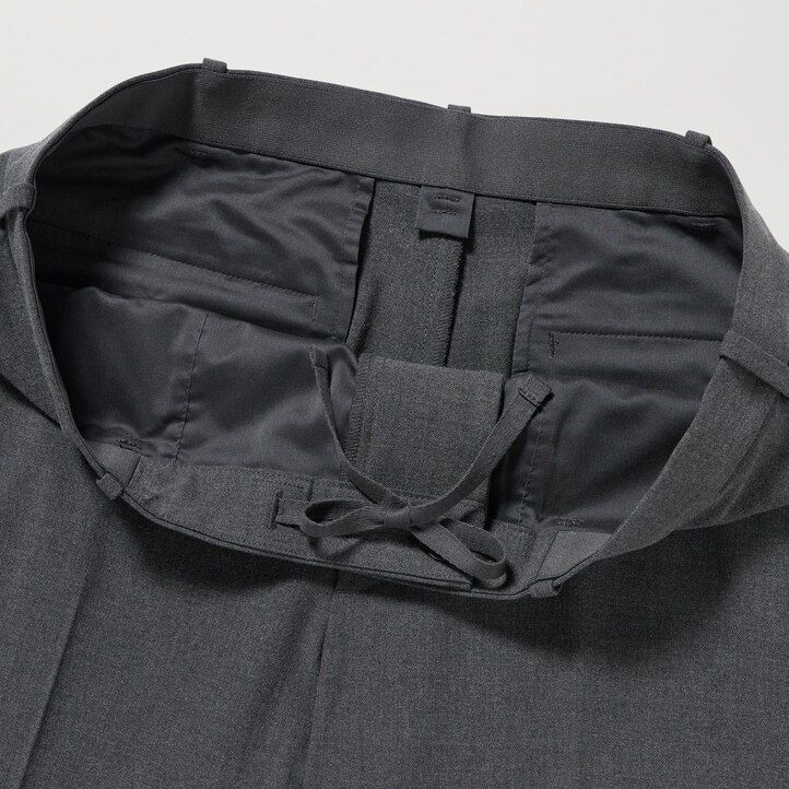grey mens uniqlo smart wool like ankle length trousers