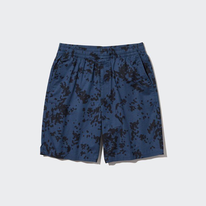 mens uniqlo dry stretch leaf print easys trousers green