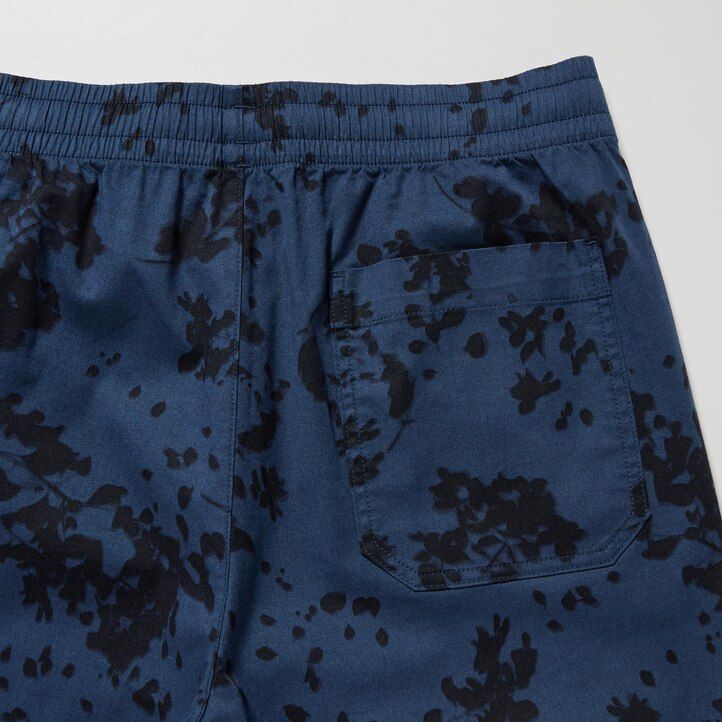 mens uniqlo dry stretch leaf print easys trousers green