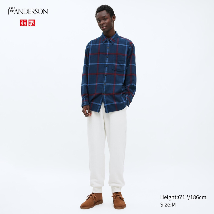 white uniqlo textured jersey mens trousers