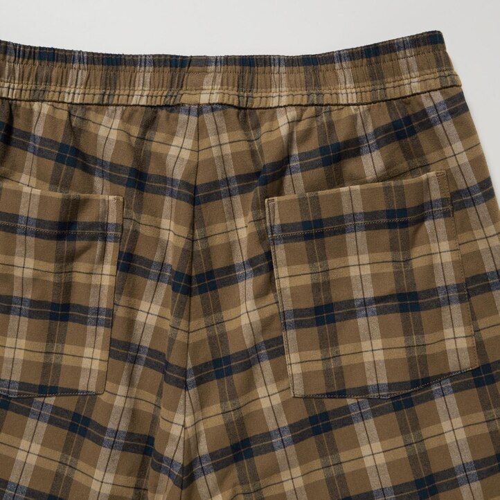 uniqlo flannel easy patterned ankle length mens trousers brown