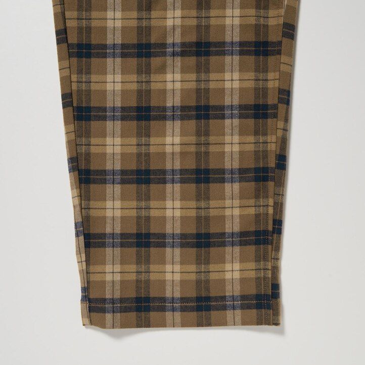 uniqlo flannel easy patterned ankle length mens trousers brown