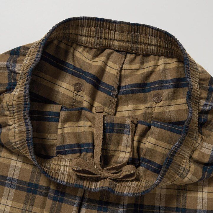 uniqlo flannel easy patterned ankle length mens trousers brown