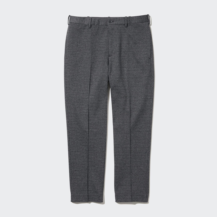 grey mens uniqlo smart gun club checked ankle length trousers