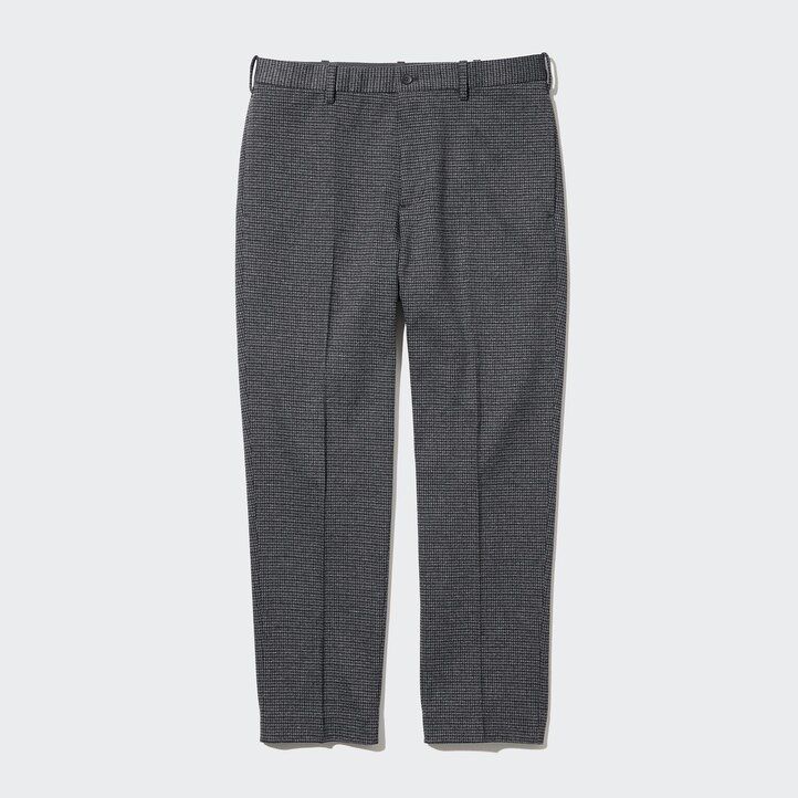 grey mens uniqlo smart gun club checked ankle length trousers