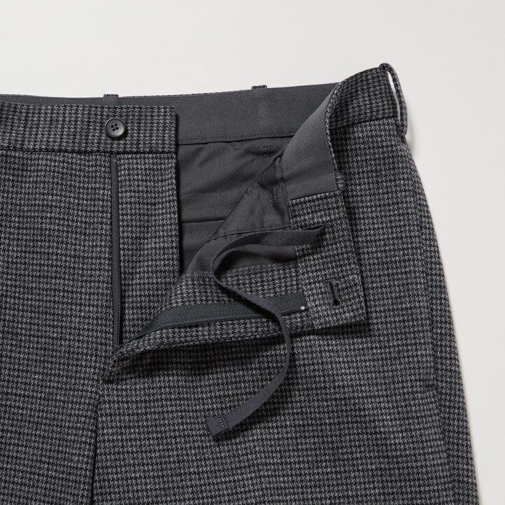 grey mens uniqlo smart gun club checked ankle length trousers