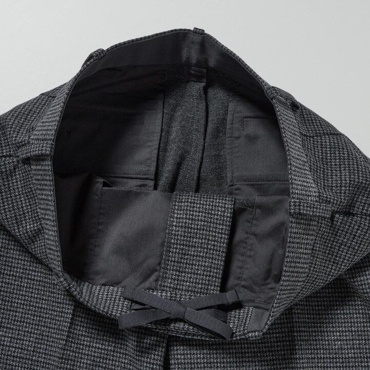 grey mens uniqlo smart gun club checked ankle length trousers