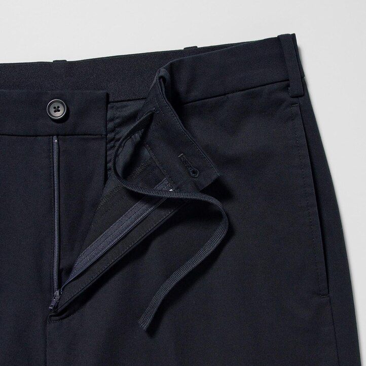 beige uniqlo smart cotton ankle length mens trousers