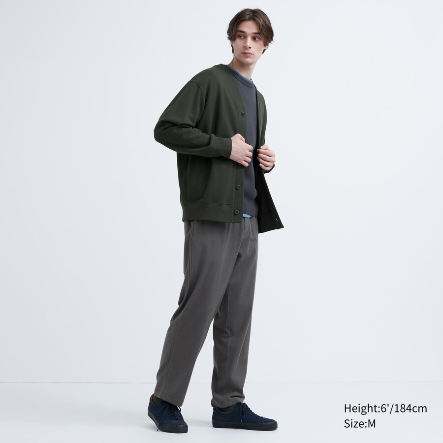 mens uniqlo flannel easy ankle length trousers grey