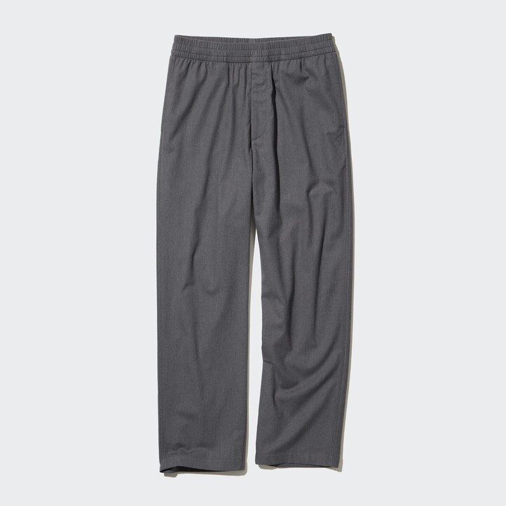 mens uniqlo flannel easy ankle length trousers grey