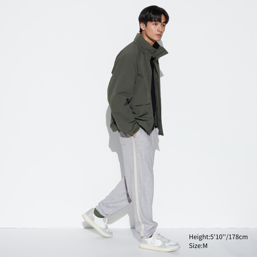 uniqlo side stripe mens trousers grey