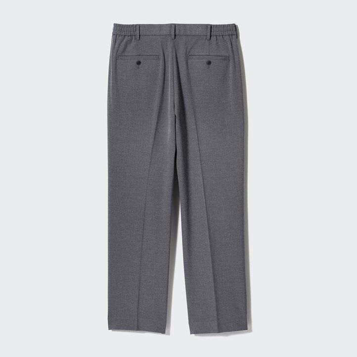 grey mens uniqlo pleated wide leg trousers