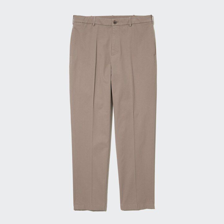 white uniqlo smart cotton ankle length mens trousers