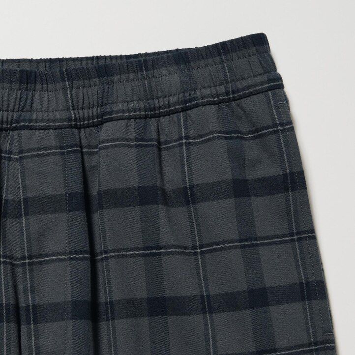 uniqlo flannel easy patterned ankle length mens trousers dark grey