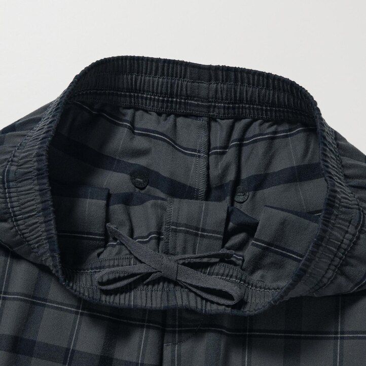 uniqlo flannel easy patterned ankle length mens trousers dark grey