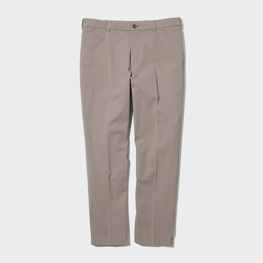 mens uniqlo smart cotton ankle length trousers beige