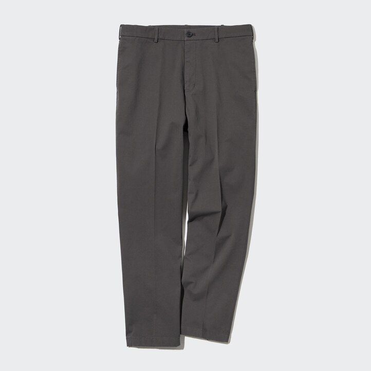 mens uniqlo smart cotton ankle length trousers beige