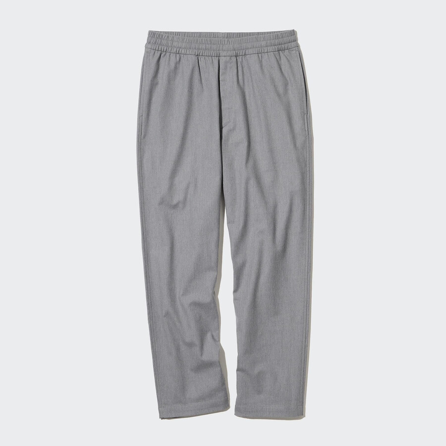 mens uniqlo flannel ankle length trousers grey