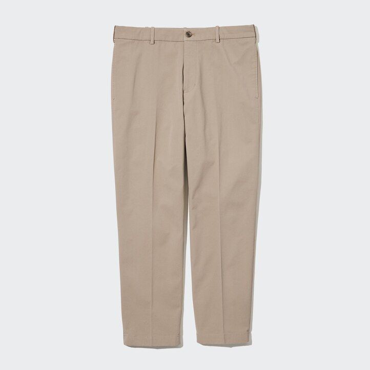 olive uniqlo smart cotton ankle length mens trousers