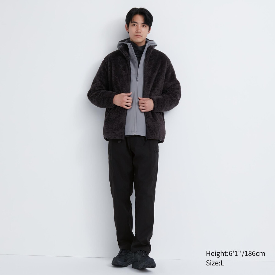 black mens uniqlo heattech warm lined trousers