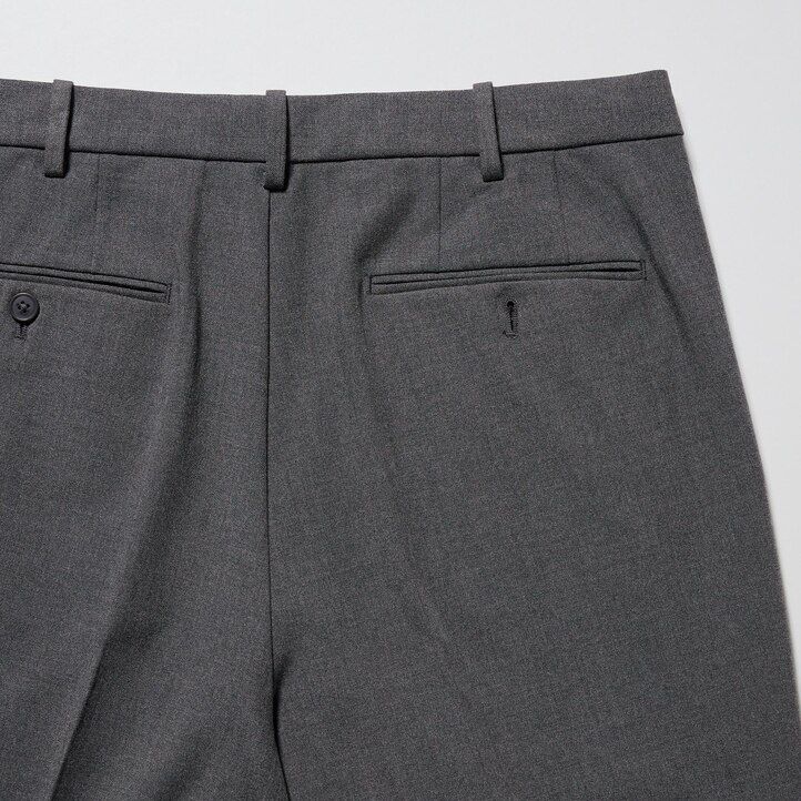 grey uniqlo smart wool like ankle length mens trousers