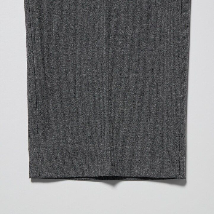 grey uniqlo smart wool like ankle length mens trousers
