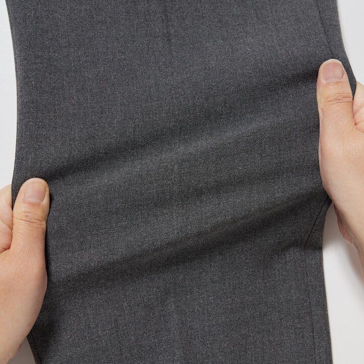 grey uniqlo smart wool like ankle length mens trousers