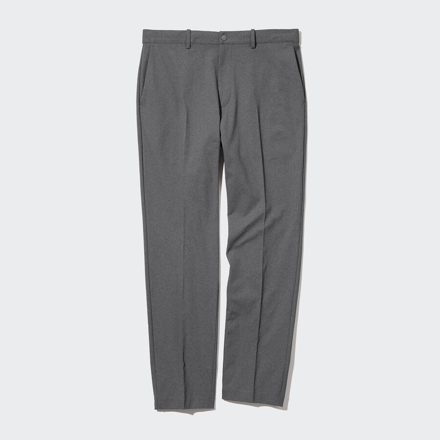 mens uniqlo smart ultra stretch ankle length trousers grey