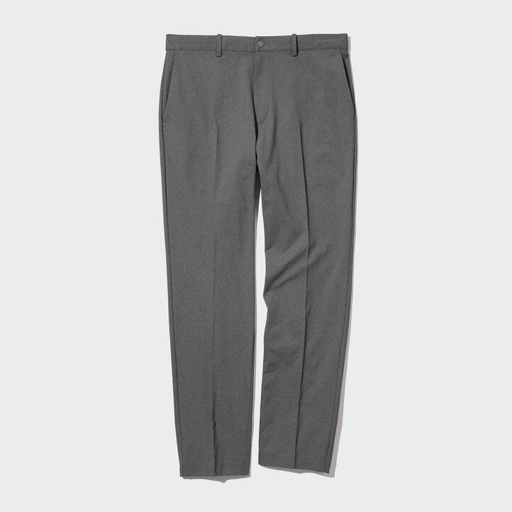 mens uniqlo smart ultra stretch ankle length trousers grey