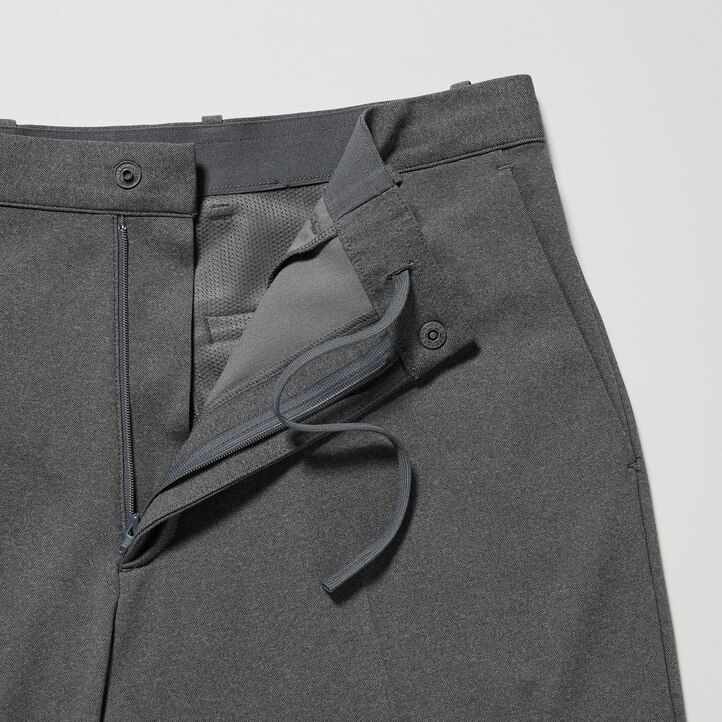 mens uniqlo smart ultra stretch ankle length trousers grey