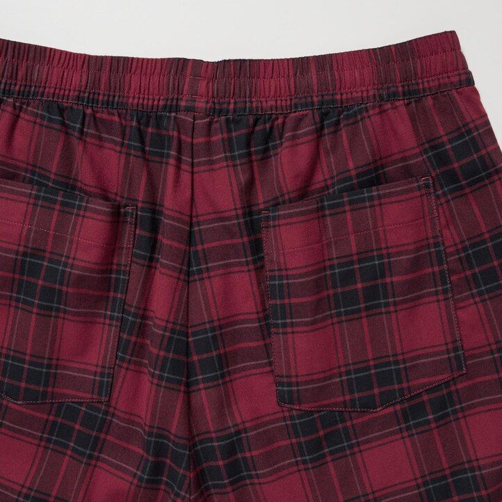 mens uniqlo flannel easy patterned ankle length trousers red
