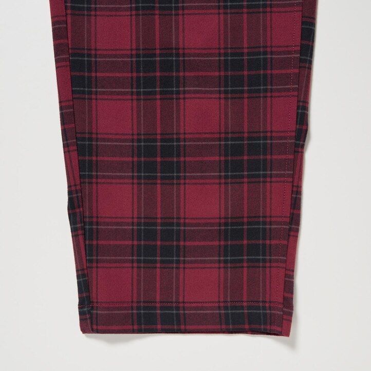 mens uniqlo flannel easy patterned ankle length trousers red