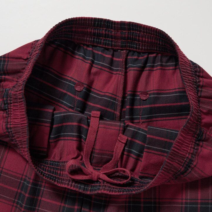 mens uniqlo flannel easy patterned ankle length trousers red