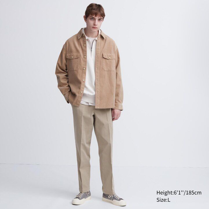 navy mens uniqlo smart cotton ankle length trousers