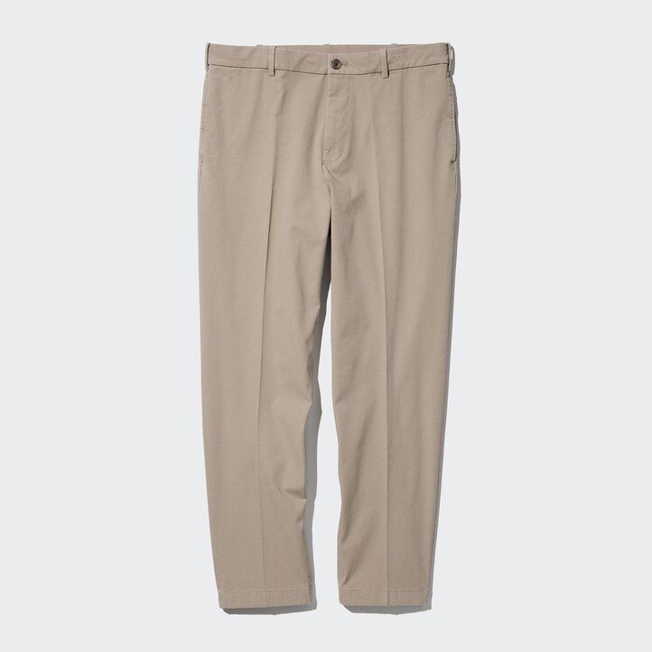 navy mens uniqlo smart cotton ankle length trousers