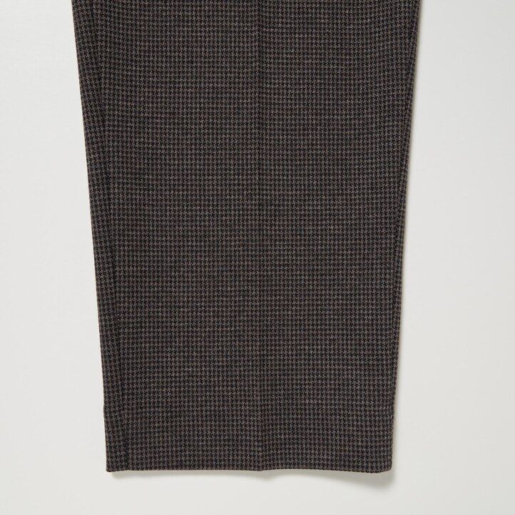dark brown mens uniqlo smart houndstooth ankle length trousers