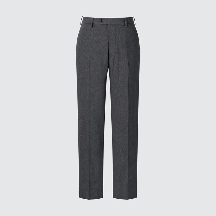 mens uniqlo airsense ultra light wool look trousers navy