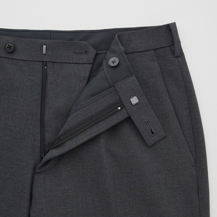 mens uniqlo airsense ultra light wool look trousers navy