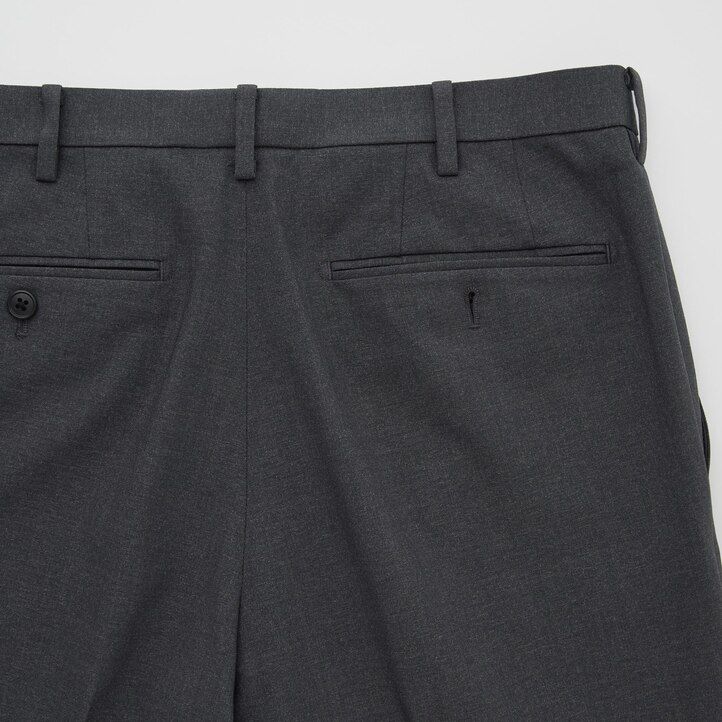mens uniqlo airsense ultra light wool look trousers navy